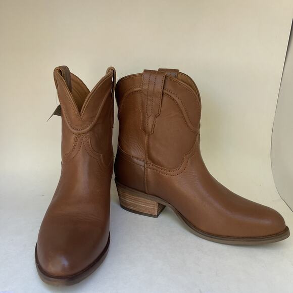 dingo Shoes - Dingo Seguaro Round Toe Cowboy Booties‎ Womens Brown Casual Boots Size 8.5